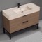 Walnut Bathroom Vanity With Beige Travertine Design Sink, Free Standing, 48